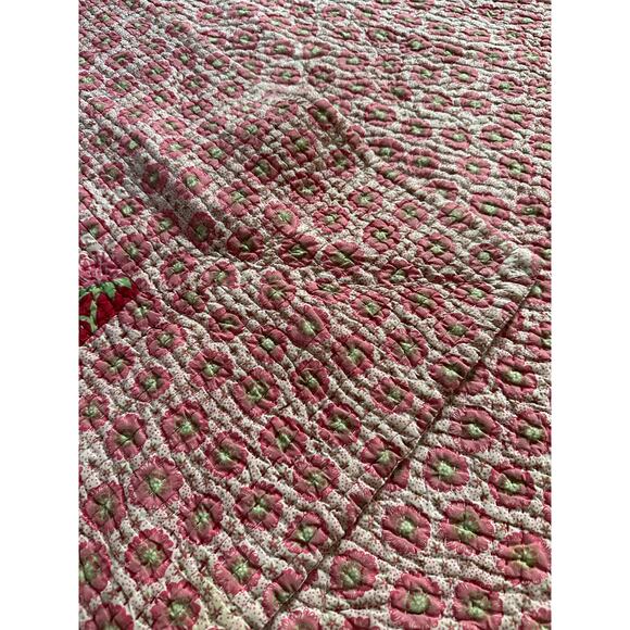 Pottery Barn teen Handcrafted Quilt Block Print vintage pink floral girls cotton - Picture 5 of 16